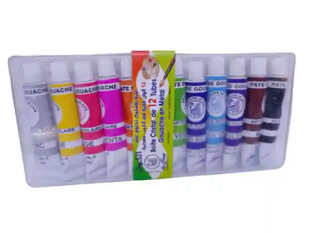 GOUACHE DE 12 EN BOITE CRISTAL COQ