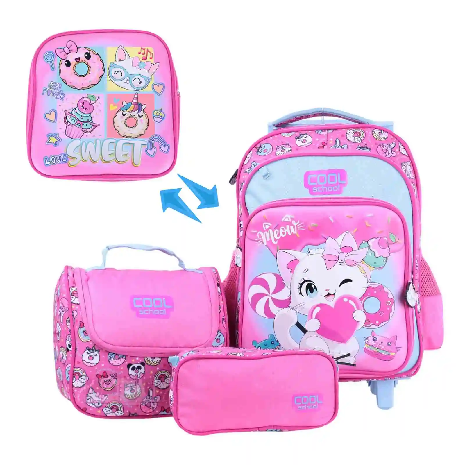 Sac à Dos 3 Pièces SWEET CAT - Cool School