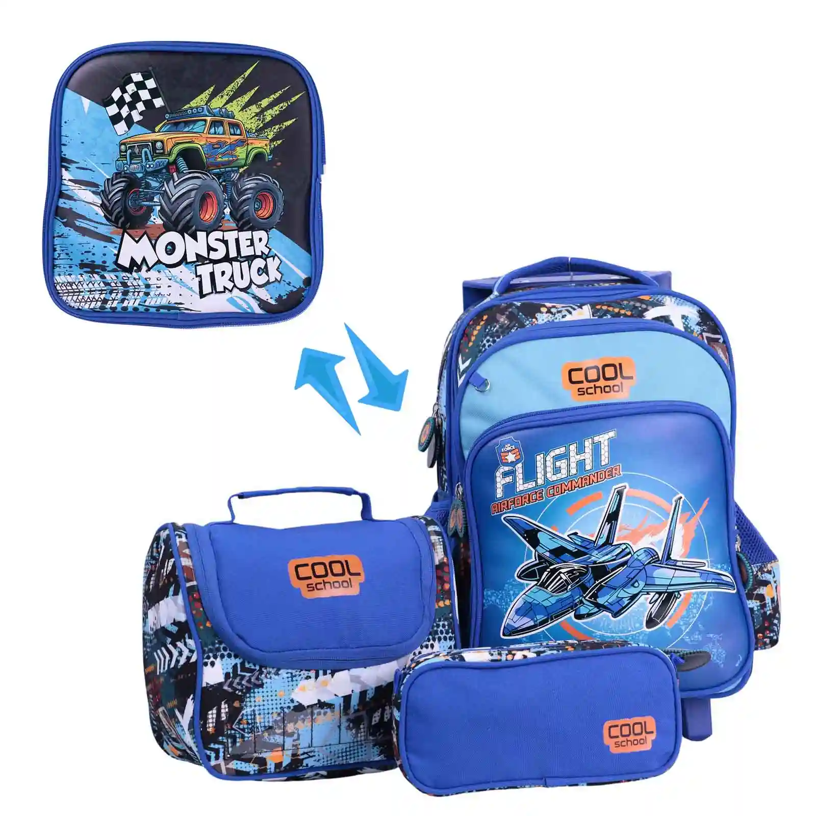 Sac à Dos 3 Pièces MONSTER TRUCK - Cool School -