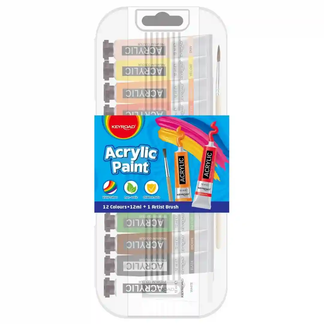 ACRYLIC DE 12*12ML AVEC PINCEAU KEYROAD