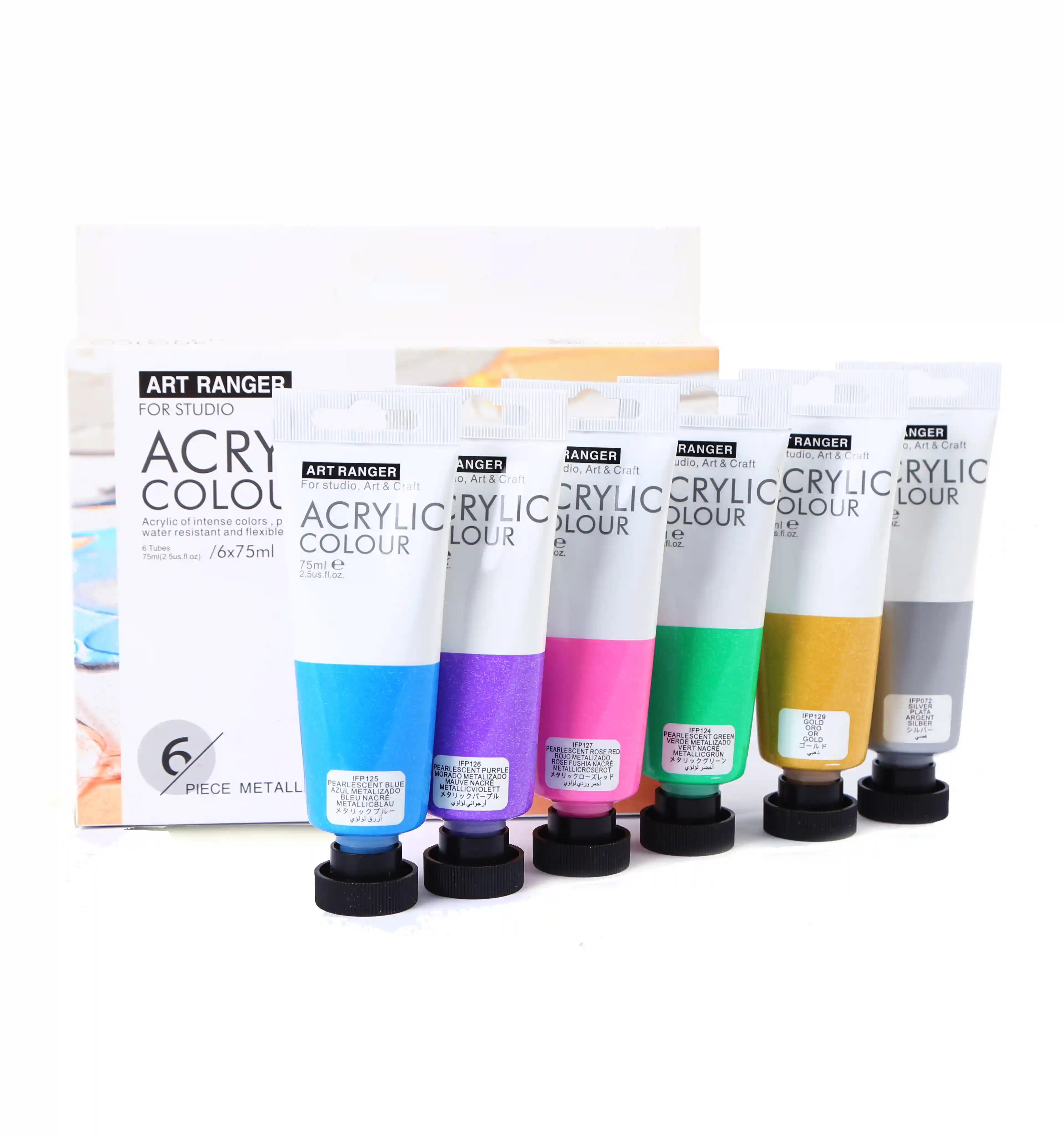 ACRYLIC 6*75ML METALIC COLORS