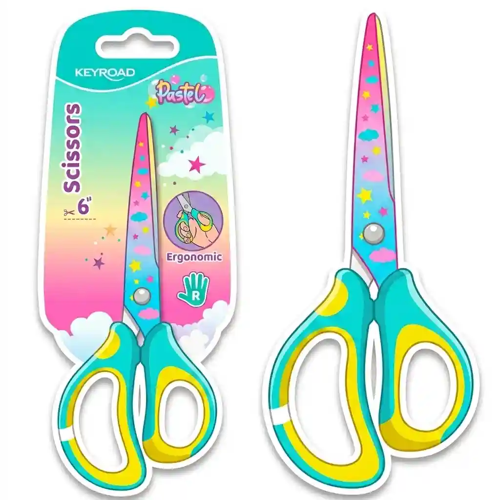Ciseaux Keyroad Soft Tatto 15cm Couleur Pastel